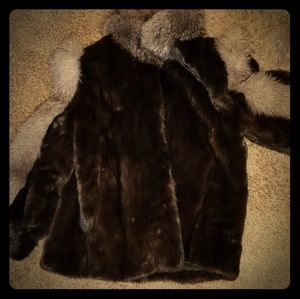 Ranch mink fur coat with fox trim